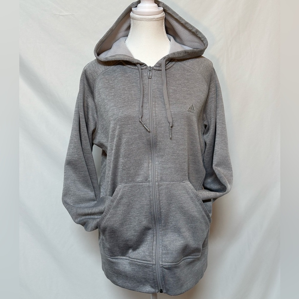 Adidas Climawarm light grey zip-up hoodie Large